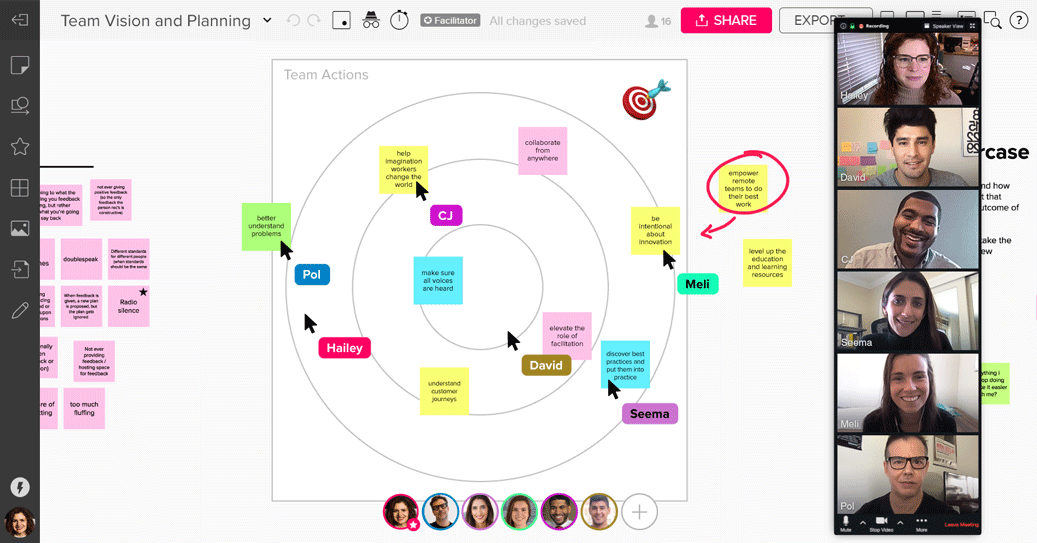 A Mural board provides an infinite digital whiteboard for a meeting conducted over Zoom