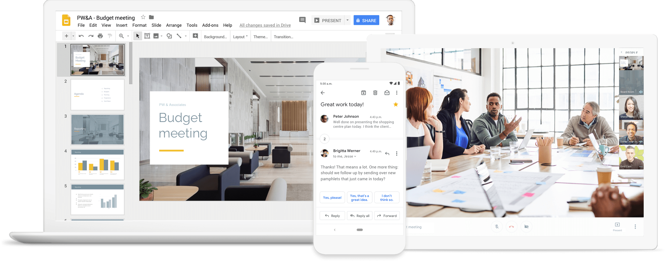 Google G Suite in use on a variety of devices